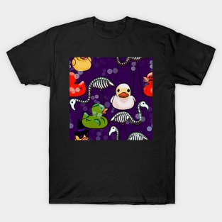 Spooky Halloween Ducks and Pink Flamingo Skeletons T-Shirt